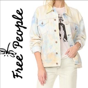 free people tie dye trucker jacket M/L